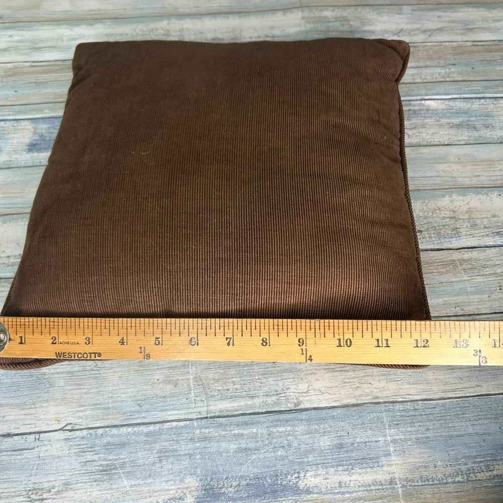 Vintage Needlepoint Pillow Chipmunk‎ Fall Mushroom Leaves Handmade Retro 70s 80s